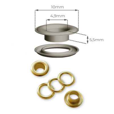 Капси с шайби, 4,9мм, злато, желязо